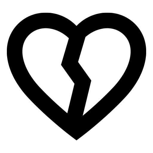 壊れたハートマークのピクトグラム、アイコン、イラストの無料（フリー）素材（SVG/JPG/PNG）