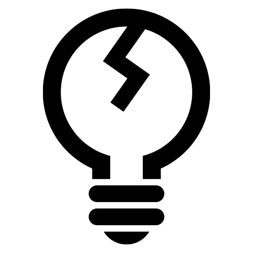 割れた電球のピクトグラム、アイコン、イラストの無料（フリー）素材（SVG/JPG/PNG）