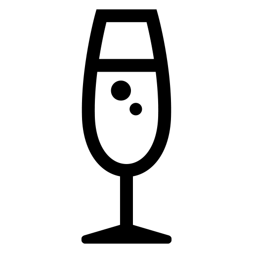 シャンパンが注がれたシャンパングラスのピクトグラム、アイコン、イラストの無料（フリー）素材（SVG/JPG/PNG）