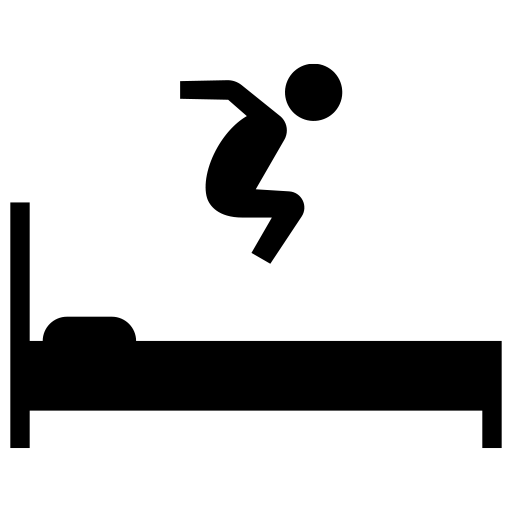 ベッドで飛び跳ねる子供のピクトグラム、アイコン、イラストの無料（フリー）素材（SVG/JPG/PNG）