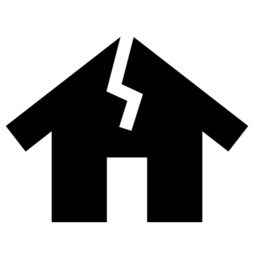 老朽化した家のピクトグラム、アイコン、イラストの無料（フリー）素材（SVG/JPG/PNG）