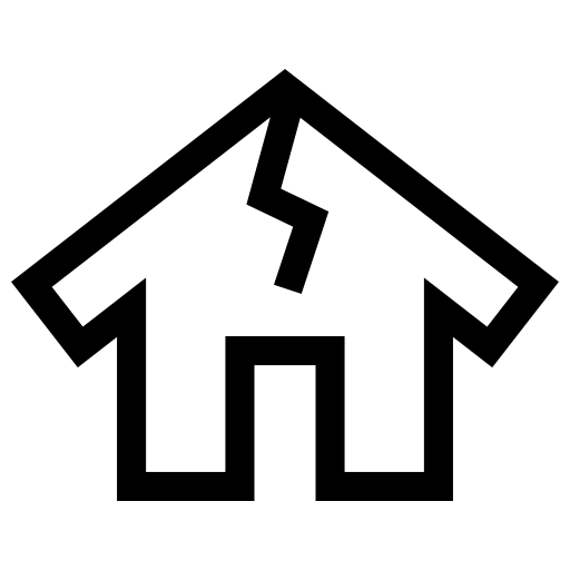 老朽化した家のピクトグラム、アイコン、イラストの無料（フリー）素材（SVG/JPG/PNG）