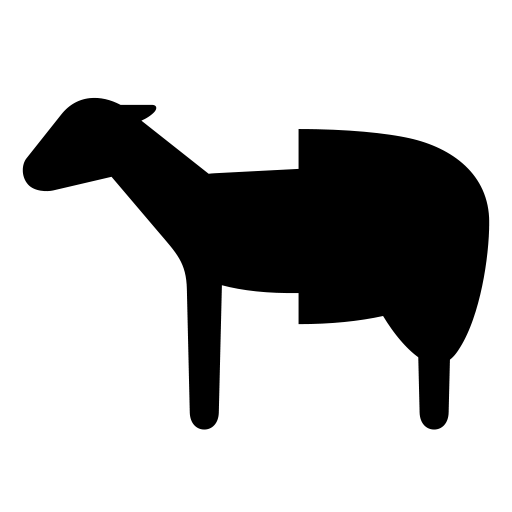 半分だけ毛を刈られた羊のピクトグラム、アイコン、イラストの無料（フリー）素材（SVG/JPG/PNG）
