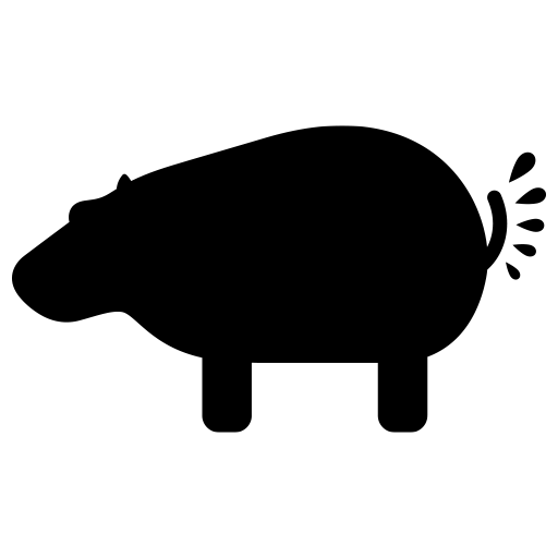 まき糞をしているカバのピクトグラム、アイコン、イラストの無料（フリー）素材（SVG/JPG/PNG）