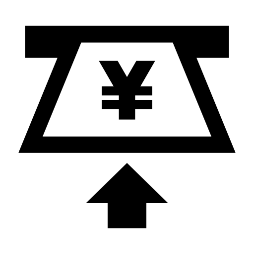 紙幣投入のピクトグラム、アイコン、イラストの無料（フリー）素材（SVG/JPG/PNG）