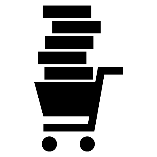 積みすぎのショッピングカートのピクトグラム、アイコン、イラストの無料（フリー）素材（SVG/JPG/PNG）