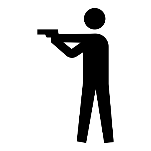 銃を構える人のピクトグラム、アイコン、イラストの無料（フリー）素材（SVG/JPG/PNG）