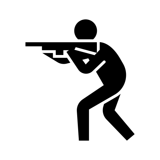 マシンガンを構える人のピクトグラム、アイコン、イラストの無料（フリー）素材（SVG/JPG/PNG）
