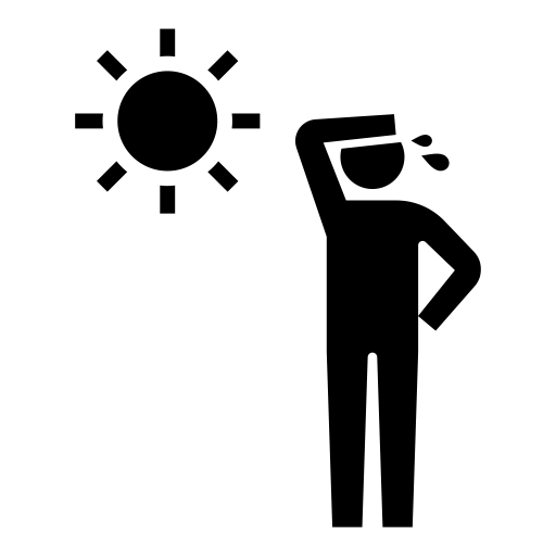 日差しにさらされている人のピクトグラム、アイコン、イラストの無料（フリー）素材（SVG/JPG/PNG）