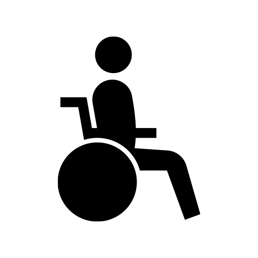 車椅子に乗っている人のピクトグラム、アイコン、イラストの無料（フリー）素材（SVG/JPG/PNG）