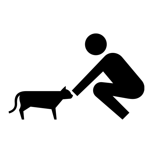 猫と戯れる人のピクトグラム、アイコン、イラストの無料（フリー）素材（SVG/JPG/PNG）