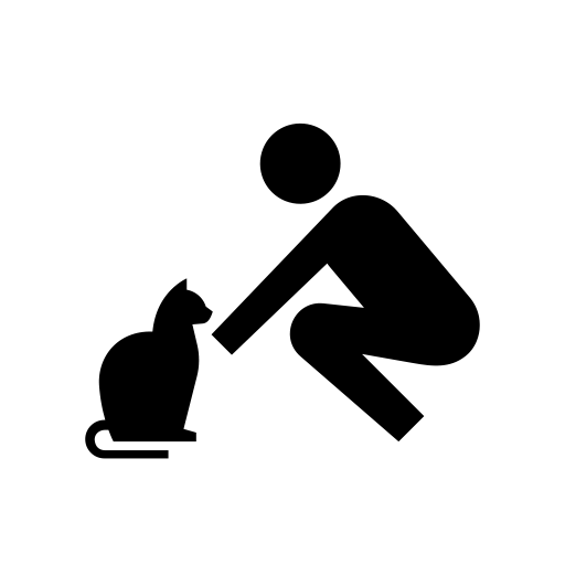 猫と戯れる人のピクトグラム、アイコン、イラストの無料（フリー）素材（SVG/JPG/PNG）