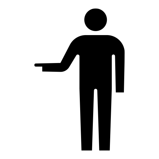 横を指さしている人のピクトグラム、アイコン、イラストの無料（フリー）素材（SVG/JPG/PNG）