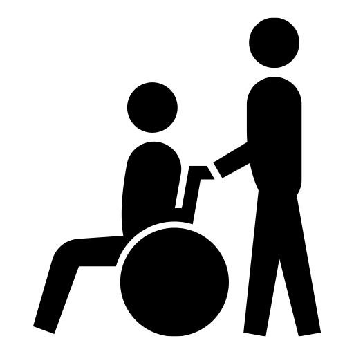 車椅子を押している人のピクトグラム、アイコン、イラストの無料（フリー）素材（SVG/JPG/PNG）