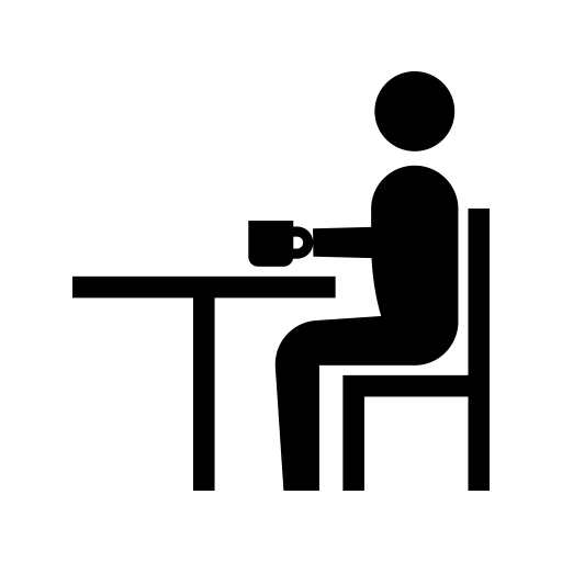 カフェでくつろいでいる人のピクトグラム、アイコン、イラストの無料（フリー）素材（SVG/JPG/PNG）