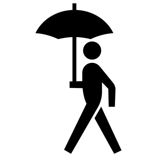 傘をさしながら歩いている人のピクトグラム、アイコン、イラストの無料（フリー）素材（SVG/JPG/PNG）