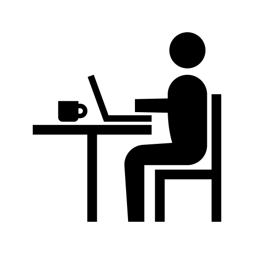 カフェで仕事をしている人のピクトグラム、アイコン、イラストの無料（フリー）素材（SVG/JPG/PNG）