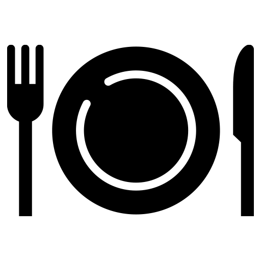 皿とナイフとフォークのピクトグラム、アイコン、イラストの無料（フリー）素材（SVG/JPG/PNG）