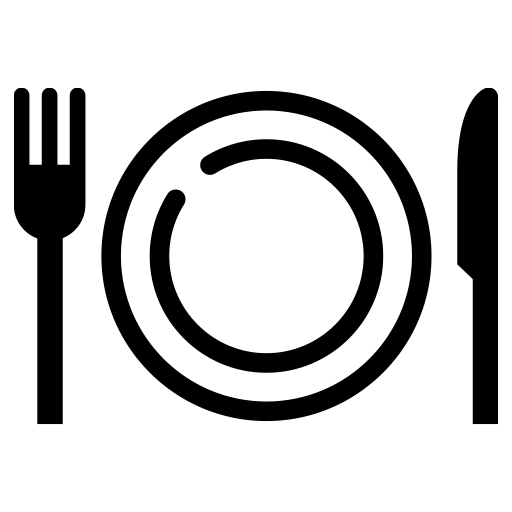 皿とナイフとフォークのピクトグラム、アイコン、イラストの無料（フリー）素材（SVG/JPG/PNG）