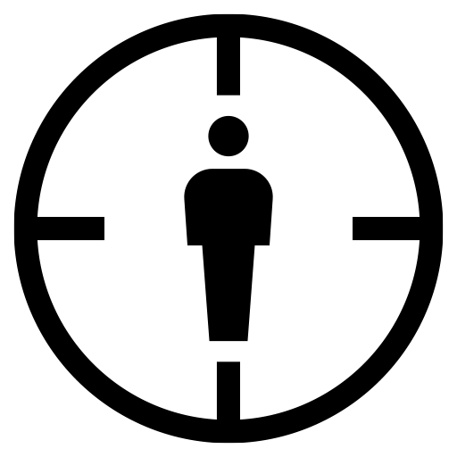 人をとらえた照準のピクトグラム、アイコン、イラストの無料（フリー）素材（SVG/JPG/PNG）
