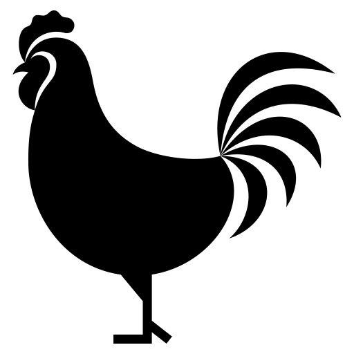 立っているニワトリのピクトグラム、アイコン、イラストの無料（フリー）素材（SVG/JPG/PNG）