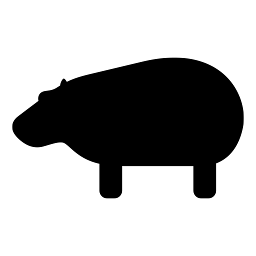 立っているカバのピクトグラム、アイコン、イラストの無料（フリー）素材（SVG/JPG/PNG）