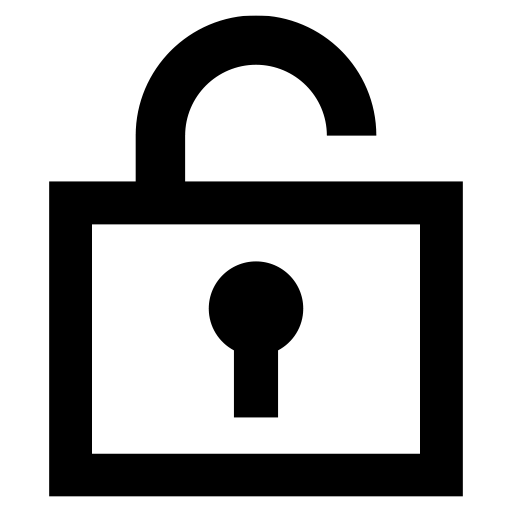 開錠された南京錠のピクトグラム、アイコン、イラストの無料（フリー）素材（SVG/JPG/PNG）